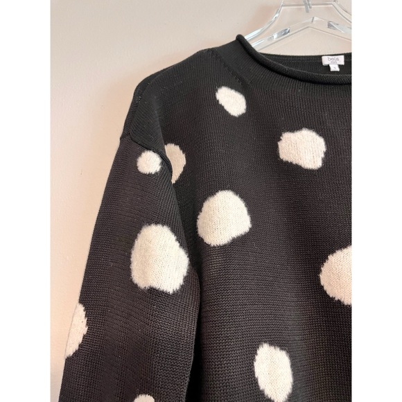 Bela NYC Black White Polka Dot Merino Wool Blend Sweater Size Small - Picture 3 of 15